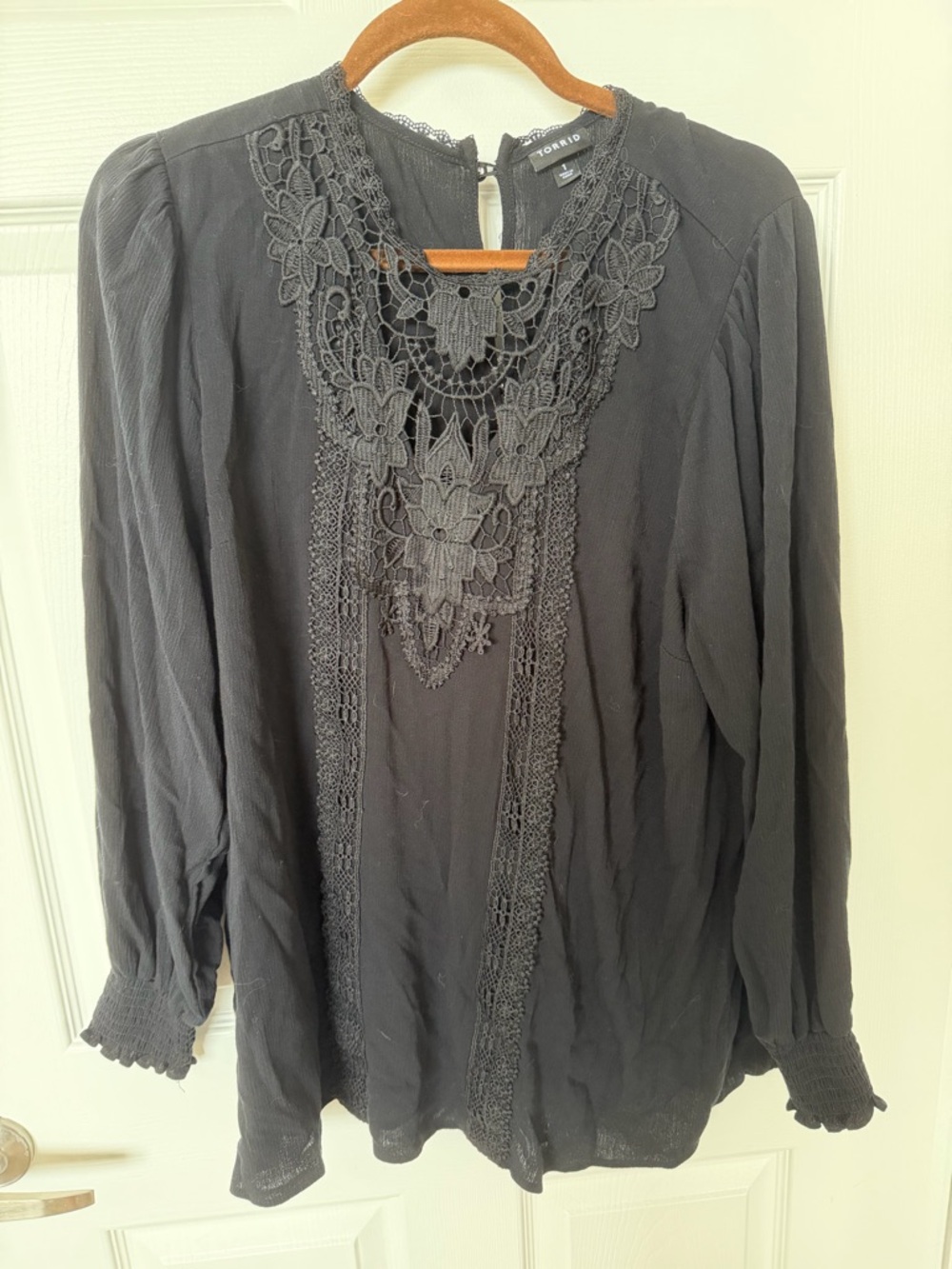 torrid Black Crochet-Trim Peasant Blouse